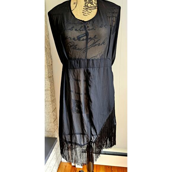 PrettyLittleThing Other - Pretty Little Thing  sexy sheer fringe swimsuit coverup, Swimwear Womens Sz 10